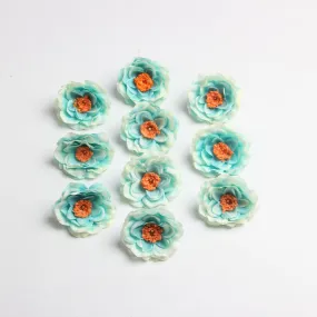 10 Pieces Peach Blossom Artificial Silk Flower Head Bud blue