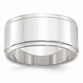 10k White Gold 10mm Flat with Step Edge Wedding Band Ring