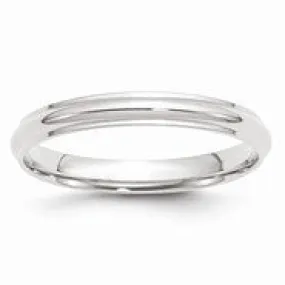 10k White Gold 3mm Half Round with Edge Wedding Band Ring