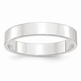 10k White Gold 4mm Lightweight Flat Wedding Band Ring