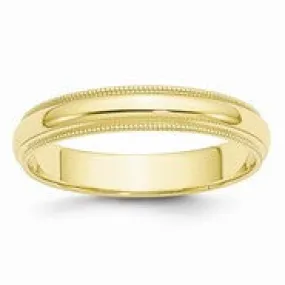 10k Yellow Gold 4mm Milgrain Half Round Wedding Band Ring