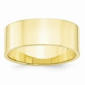 10k Yellow Gold 8mm Lightweight Flat Wedding Band Ring