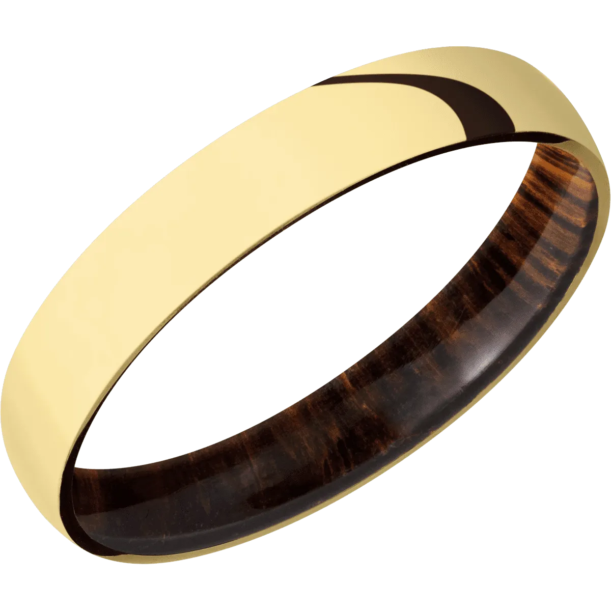 14K Yellow Gold with Polish Finish and Cocobolo