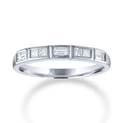 14KT Gold 3/8 CTW Princess Cut & Baguette Diamond Band