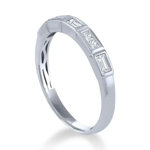 14KT Gold 3/8 CTW Princess Cut & Baguette Diamond Band