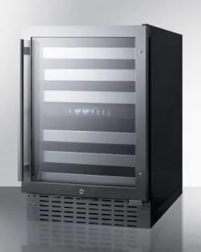 24 Inch Built-In Dual Zone Wine Cellar with 46 Bottle Capacity, Full-Extension Shelving, Double-Pane Tempered Glass Door, LED Lighting, Digital Control Panel, Two Temperature Zones, and ETL-S Listed
