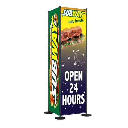 36" Wide Screen Panel Floor Display | 4-Sided Banner Sign Stand with Adjustable Height   36" Square Base