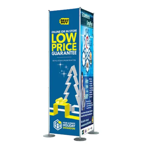 36" Wide Screen Panel Floor Display | 4-Sided Banner Sign Stand with Adjustable Height   36" Square Base