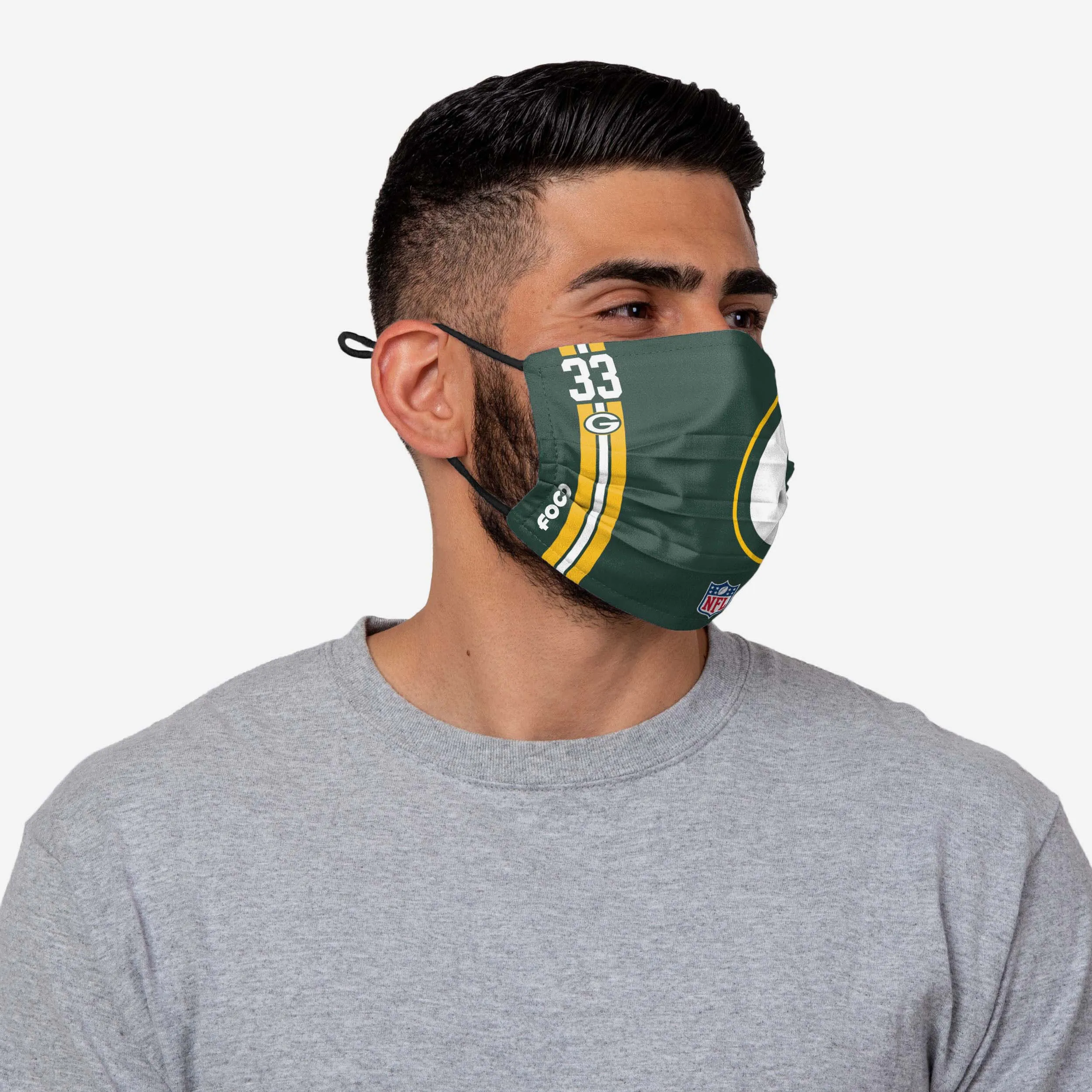 Aaron Jones Green Bay Packers On-Field Sideline Logo Face Cover