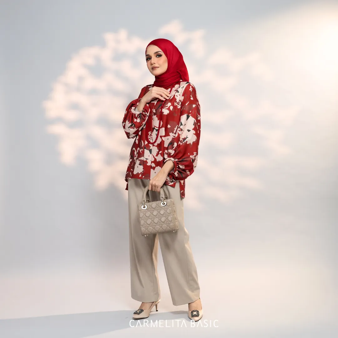 ADELE PRINTED BLOUSE - SCARLET