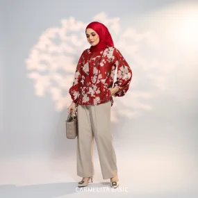 ADELE PRINTED BLOUSE - SCARLET