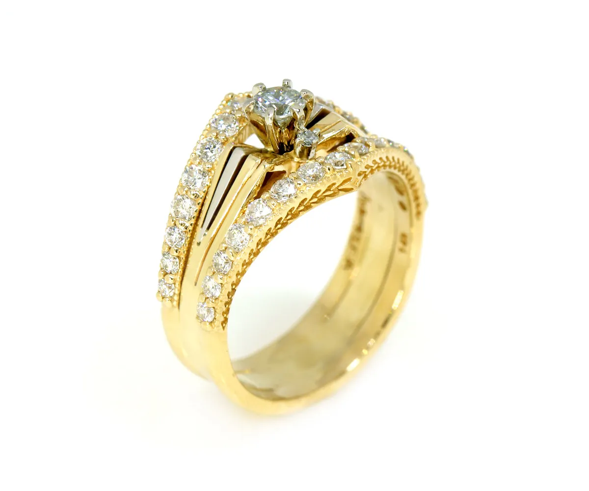 Angled V-Shaped Wedding Ring Set Redesign