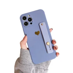 Anymob iPhone Gray Wrist Strap Love Heart Phone Case Shockproof Soft Cover