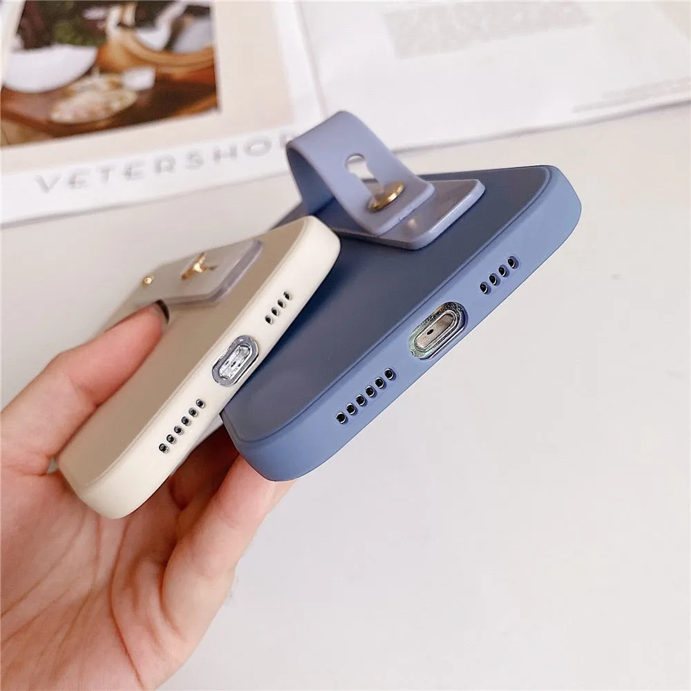 Anymob iPhone Gray Wrist Strap Love Heart Phone Case Shockproof Soft Cover