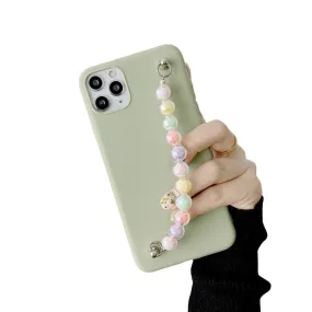 Anymob iPhone Green Beads Bracelet Chain Case Silicone Cover With Wrist Strap