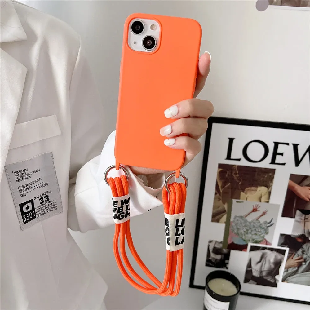 Anymob iPhone Orange Wrist Lanyard Strap Silicon Case Shockproof Soft Phone Cover