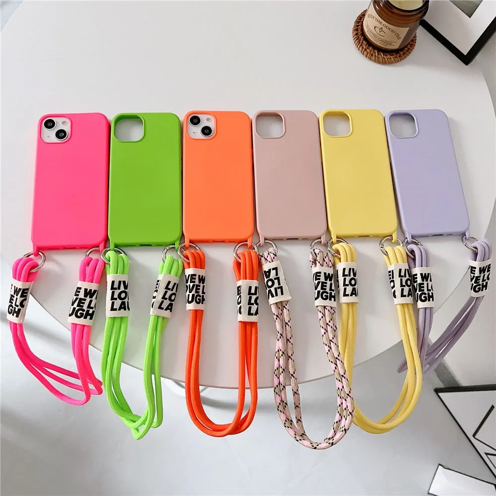 Anymob iPhone Orange Wrist Lanyard Strap Silicon Case Shockproof Soft Phone Cover