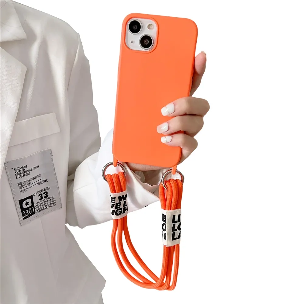 Anymob iPhone Orange Wrist Lanyard Strap Silicon Case Shockproof Soft Phone Cover