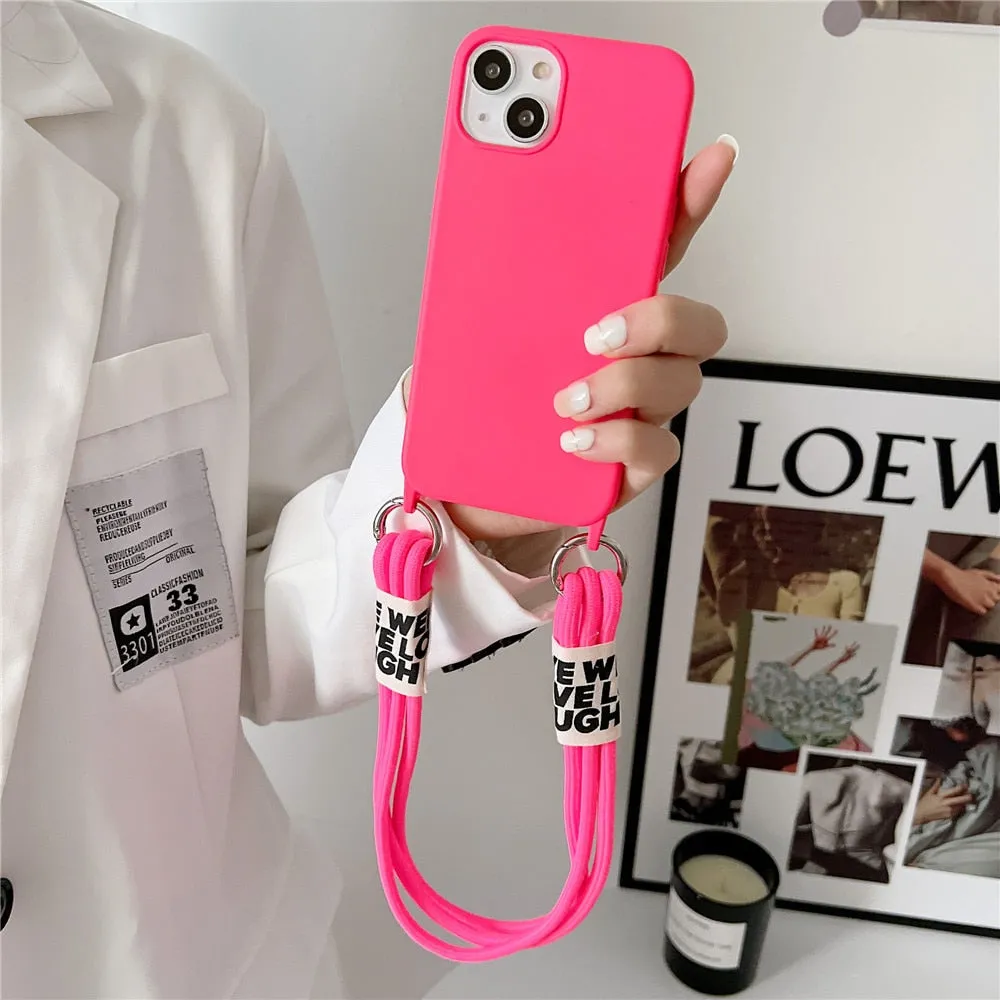 Anymob iPhone Orange Wrist Lanyard Strap Silicon Case Shockproof Soft Phone Cover