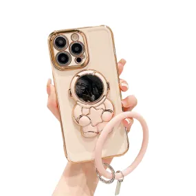 Anymob iPhone Pink Astronaut Bracelet Case Wrist Chain With Silicone Phone Back Cover