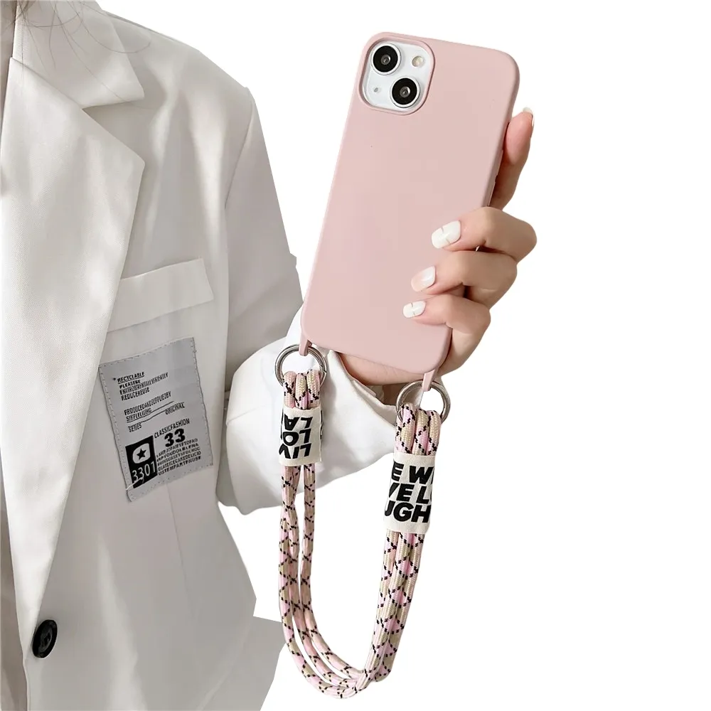 Anymob iPhone Pink Wrist Lanyard Strap Silicon Case Shockproof Soft Phone Cover