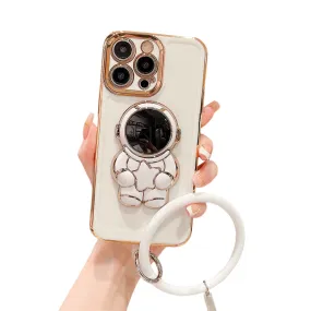 Anymob iPhone White Astronaut Bracelet Case Wrist Chain With Silicone Phone Back Cover