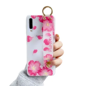 Anymob Samsung Cherry Flowers Case Wrist Strap Cover