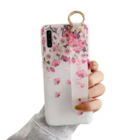 Anymob Samsung Falling Cherry Flowers Case Wrist Strap Cover