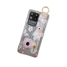 Anymob Samsung Gradient White And Pink Soft Silicon Wrist Strap Case Bag Shell Cover