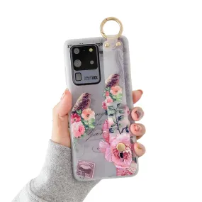 Anymob Samsung Pink Bird Soft Silicon Wrist Strap Case Bag Shell Cover