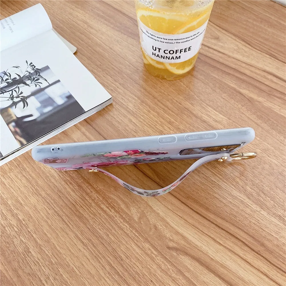 Anymob Samsung Pink Bird Soft Silicon Wrist Strap Case Bag Shell Cover