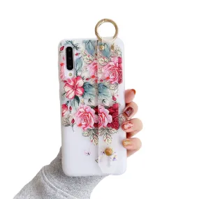 Anymob Samsung Pink Flower Flowers Case Wrist Strap Cover