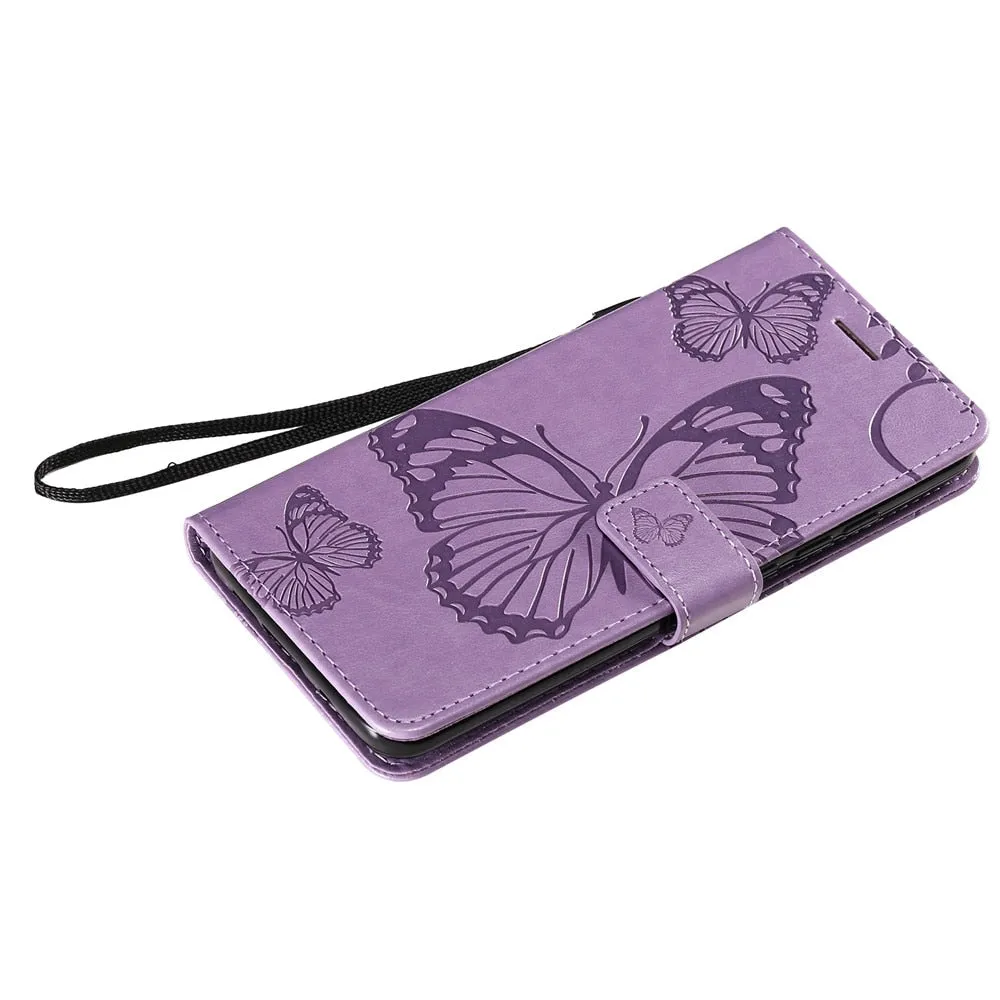 Anymob Xiaomi Redmi Gloss Maroon Wrist Chain Case Butterfly Pattern Soft Leather Phone Cover