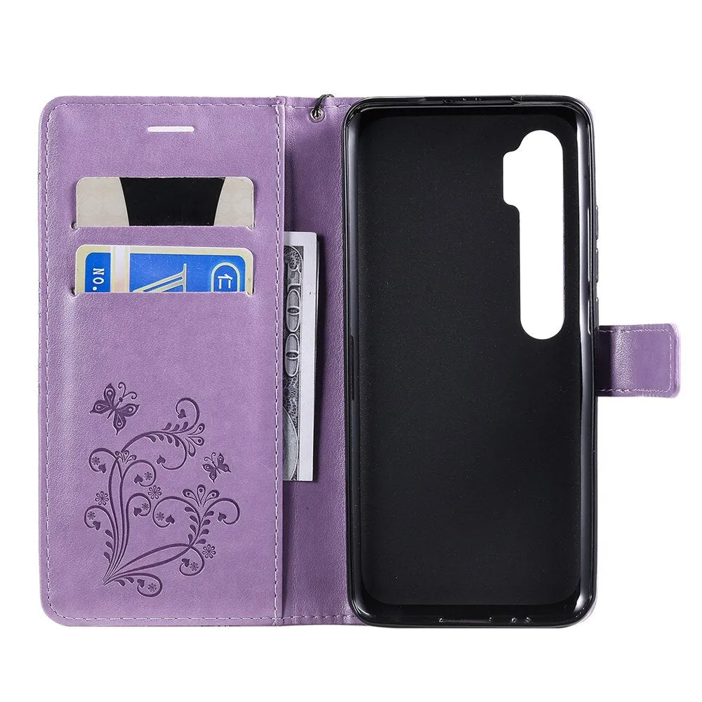 Anymob Xiaomi Redmi Gloss Maroon Wrist Chain Case Butterfly Pattern Soft Leather Phone Cover