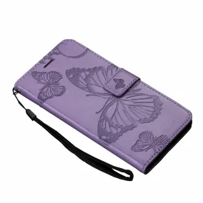 Anymob Xiaomi Redmi Purple Wrist Chain Case Butterfly Pattern Soft Leather Phone Cover