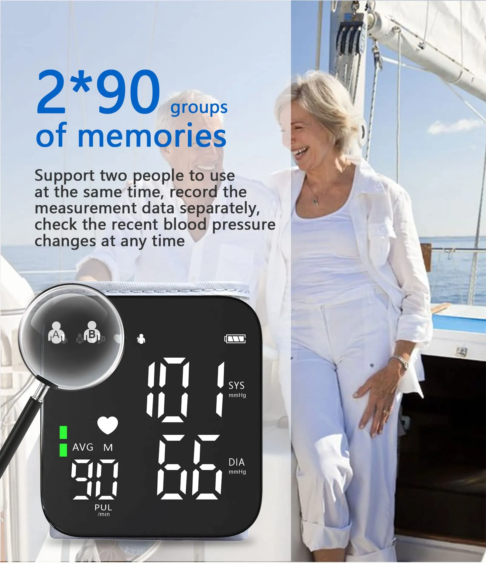 Automatic Blood Pressure Monitor - Wrist Accurate Blood Pressure Monitors Portable LCD Screen with Storage Case and Adjustable Cuff Powered by Battery
