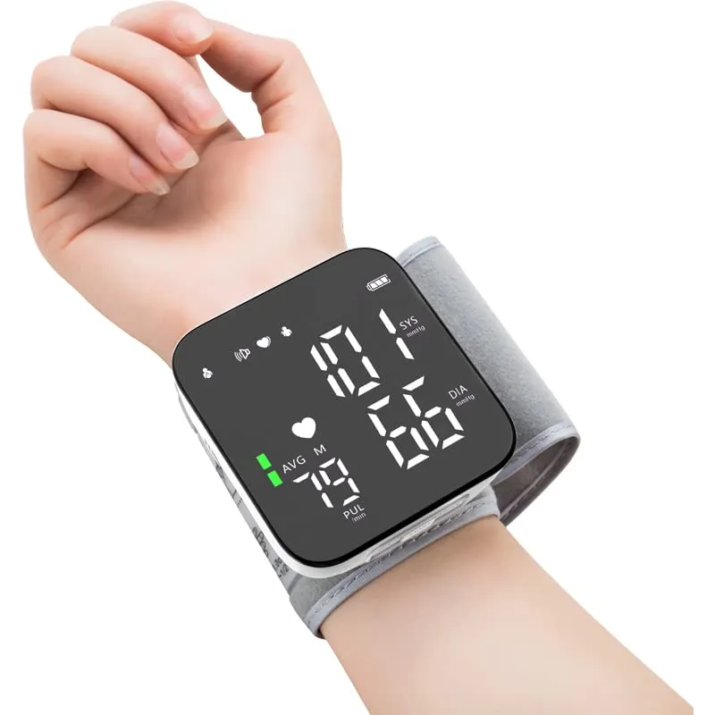 Automatic Blood Pressure Monitor - Wrist Accurate Blood Pressure Monitors Portable LCD Screen with Storage Case and Adjustable Cuff Powered by Battery