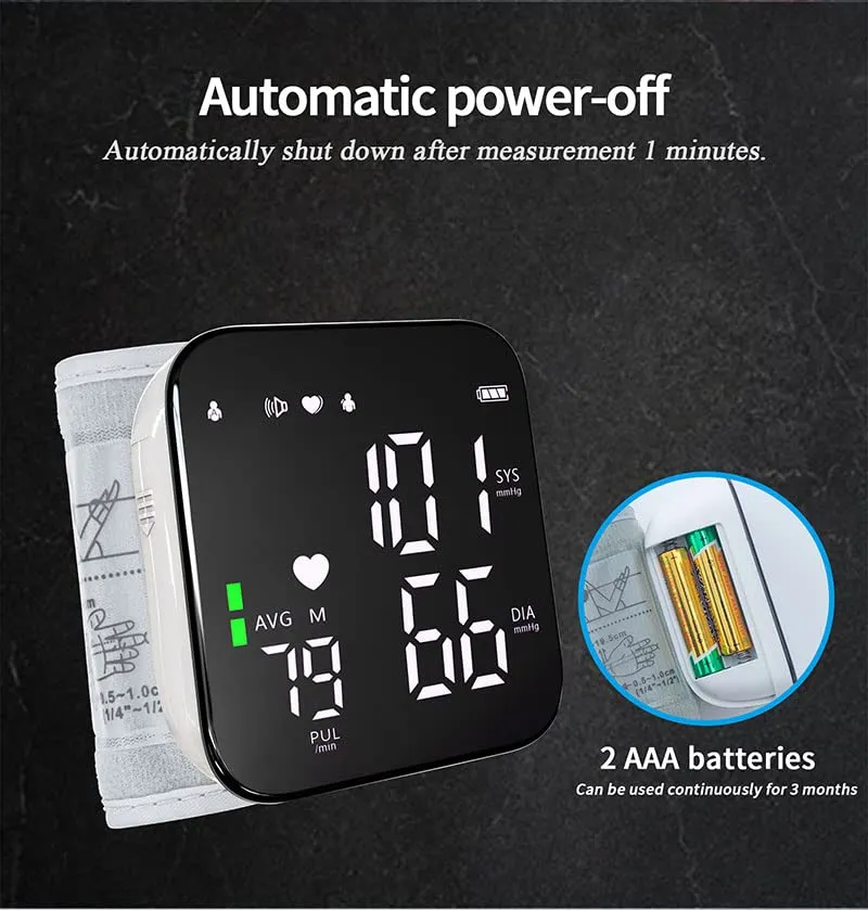 Automatic Blood Pressure Monitor - Wrist Accurate Blood Pressure Monitors Portable LCD Screen with Storage Case and Adjustable Cuff Powered by Battery