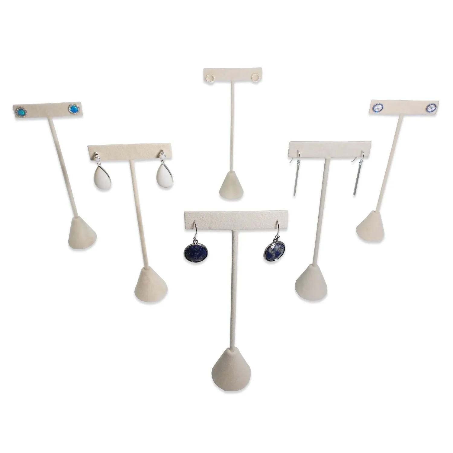 Beige Suede Single Piece Earring T-Shape Display