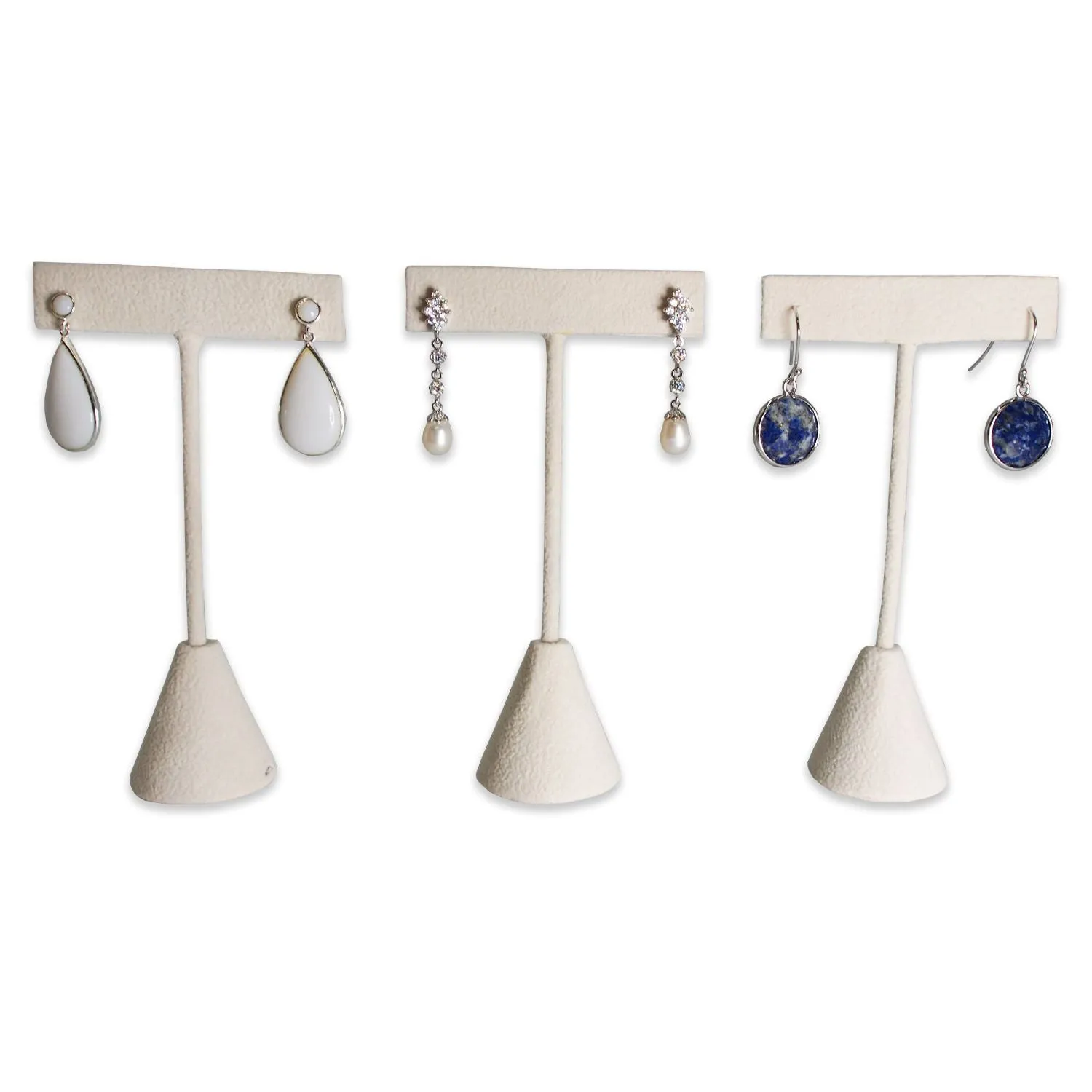 Beige Suede Single Piece Earring T-Shape Display