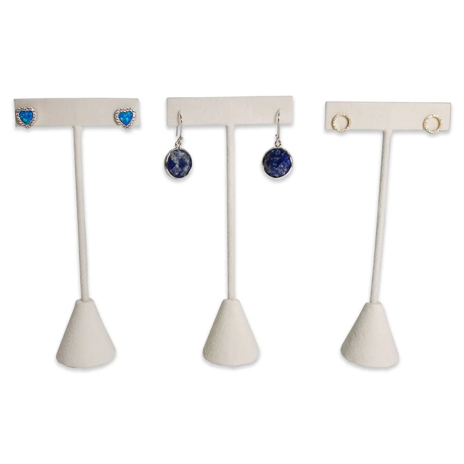Beige Suede Single Piece Earring T-Shape Display