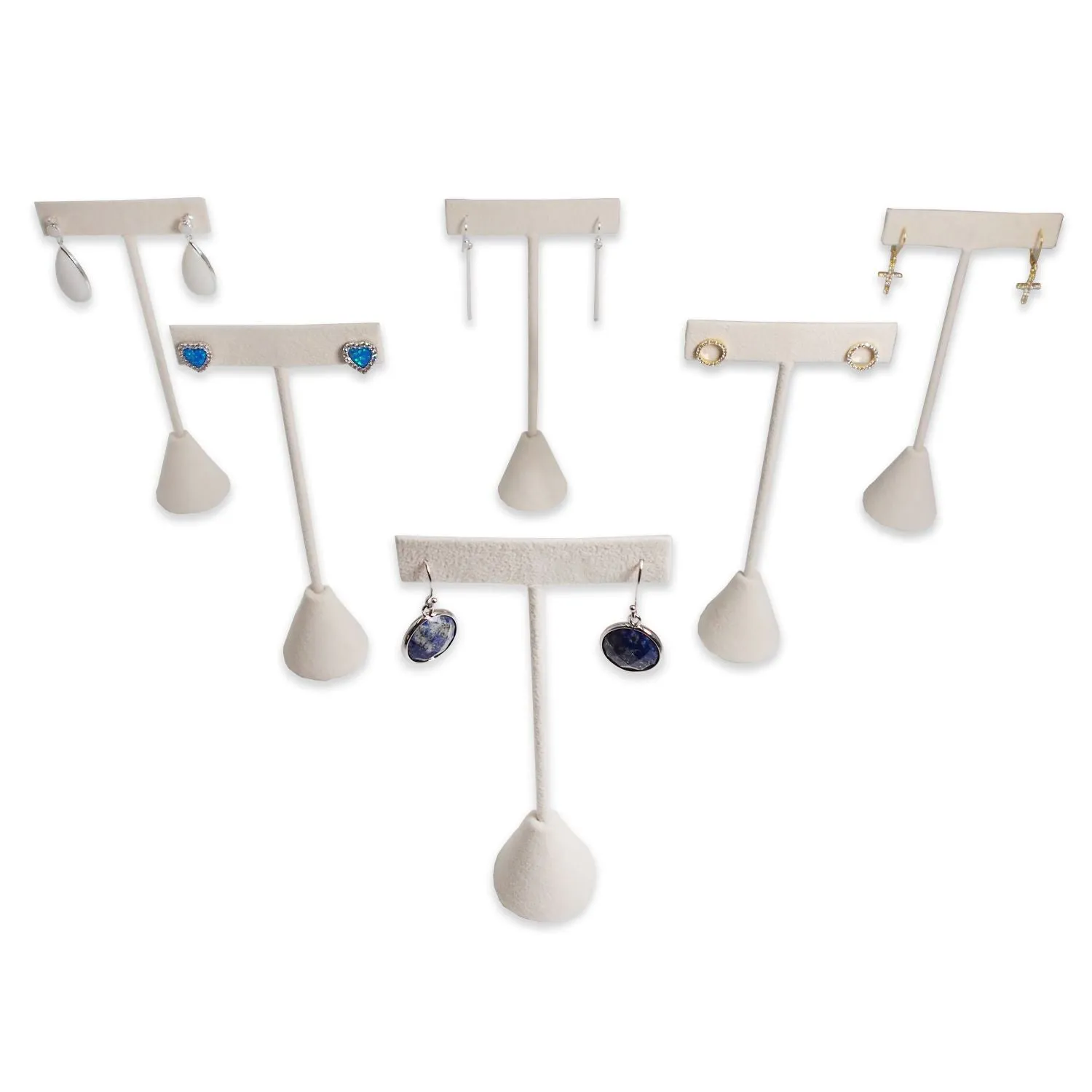 Beige Suede Single Piece Earring T-Shape Display