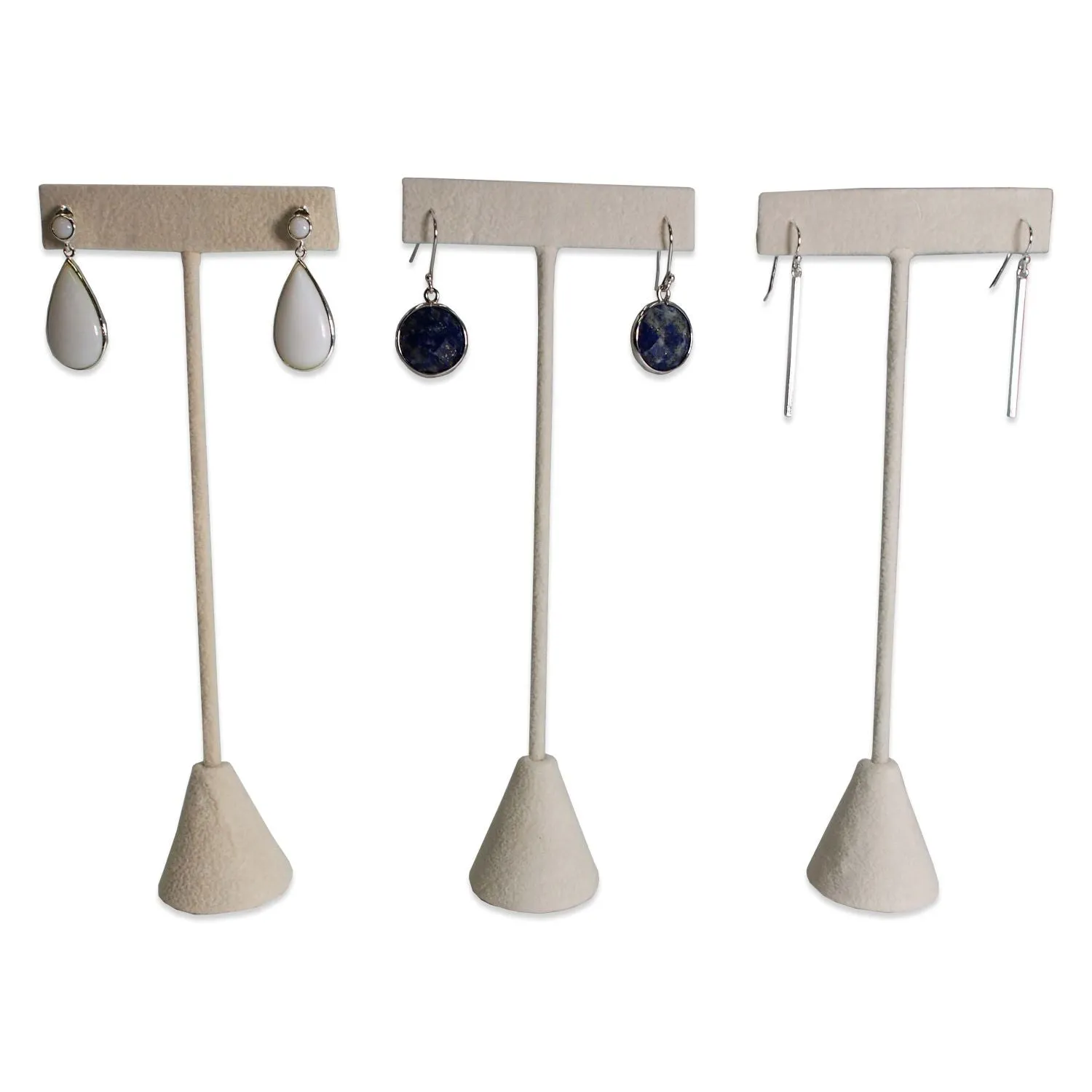 Beige Suede Single Piece Earring T-Shape Display