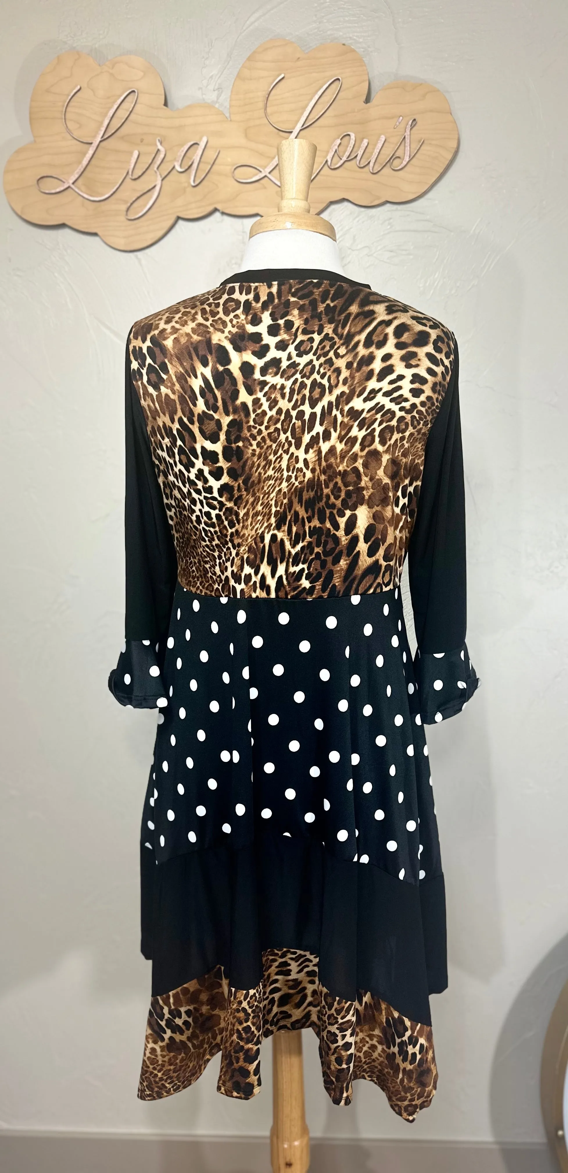 Bella Asymmetrical Polka Dot with Animal print Design Modest Top