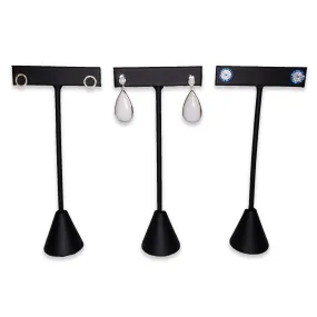 Black Leatherette Single Piece Earring T-Shape Display