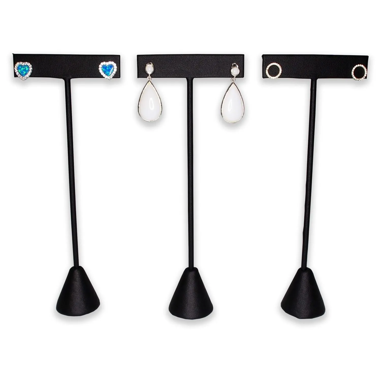 Black Leatherette Single Piece Earring T-Shape Display