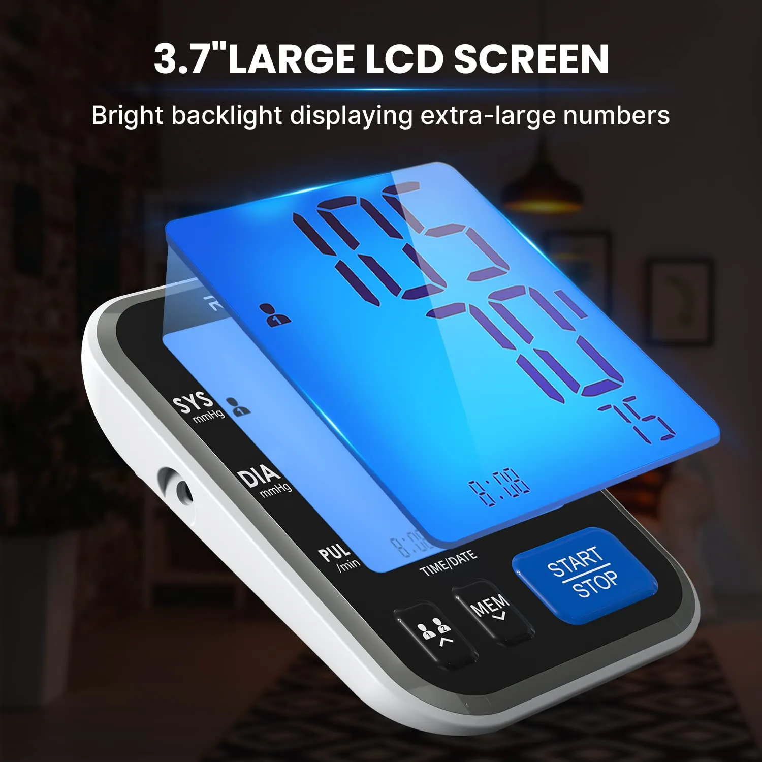 Blood Pressure Machine, RENPHO Blood Pressure Cuffs for Home Use, Accurate Automatic Digital BP Monitor with Upper Arm Large Cuff 16.5 inch, Large Display, 2-Users, 240 Recordings, Talking Function