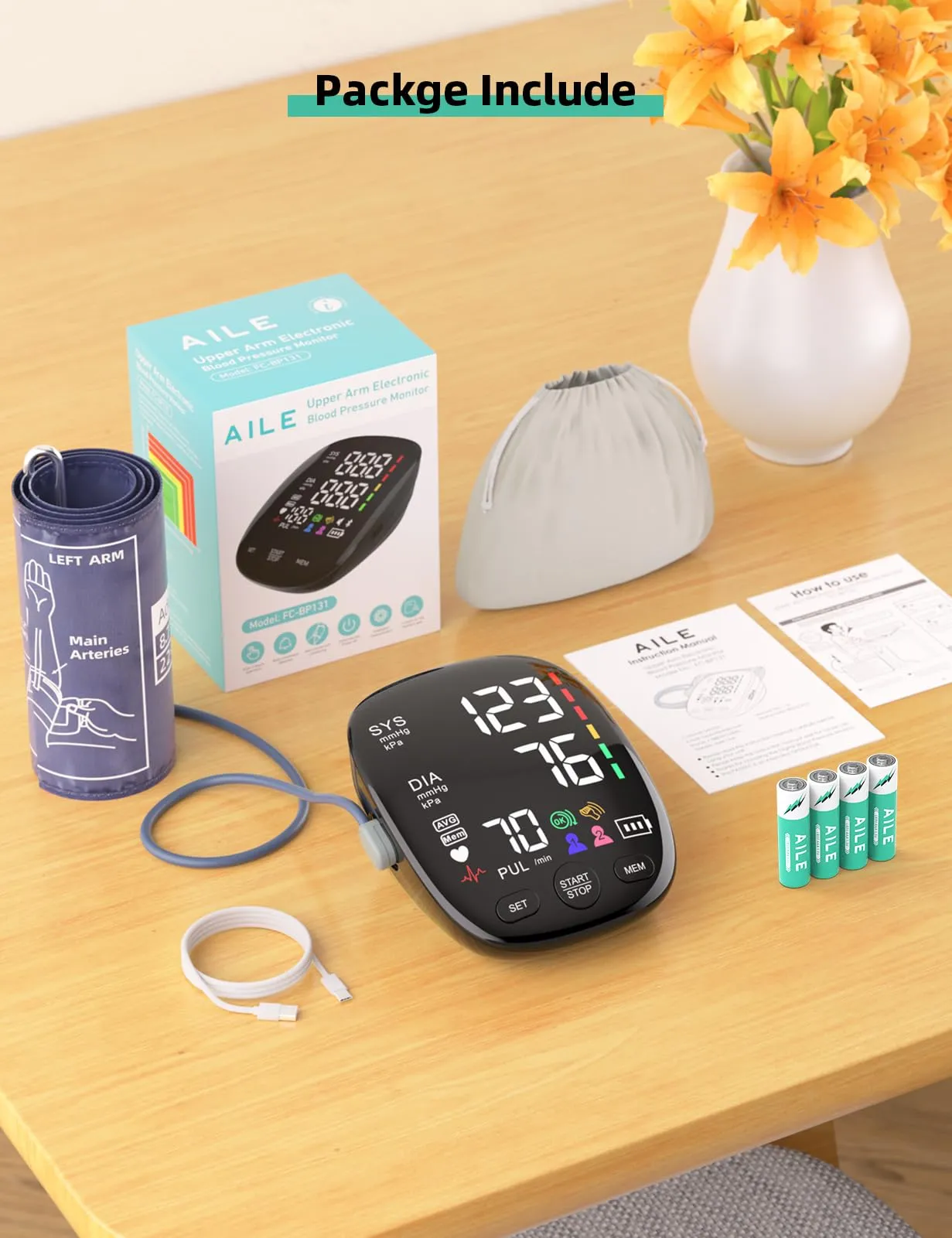 Blood Pressure Monitor for Home Use: AILE Blood Pressure Machine Automatic BP Machine - Large Blood Pressure Cuff - Large Display (Black) Black