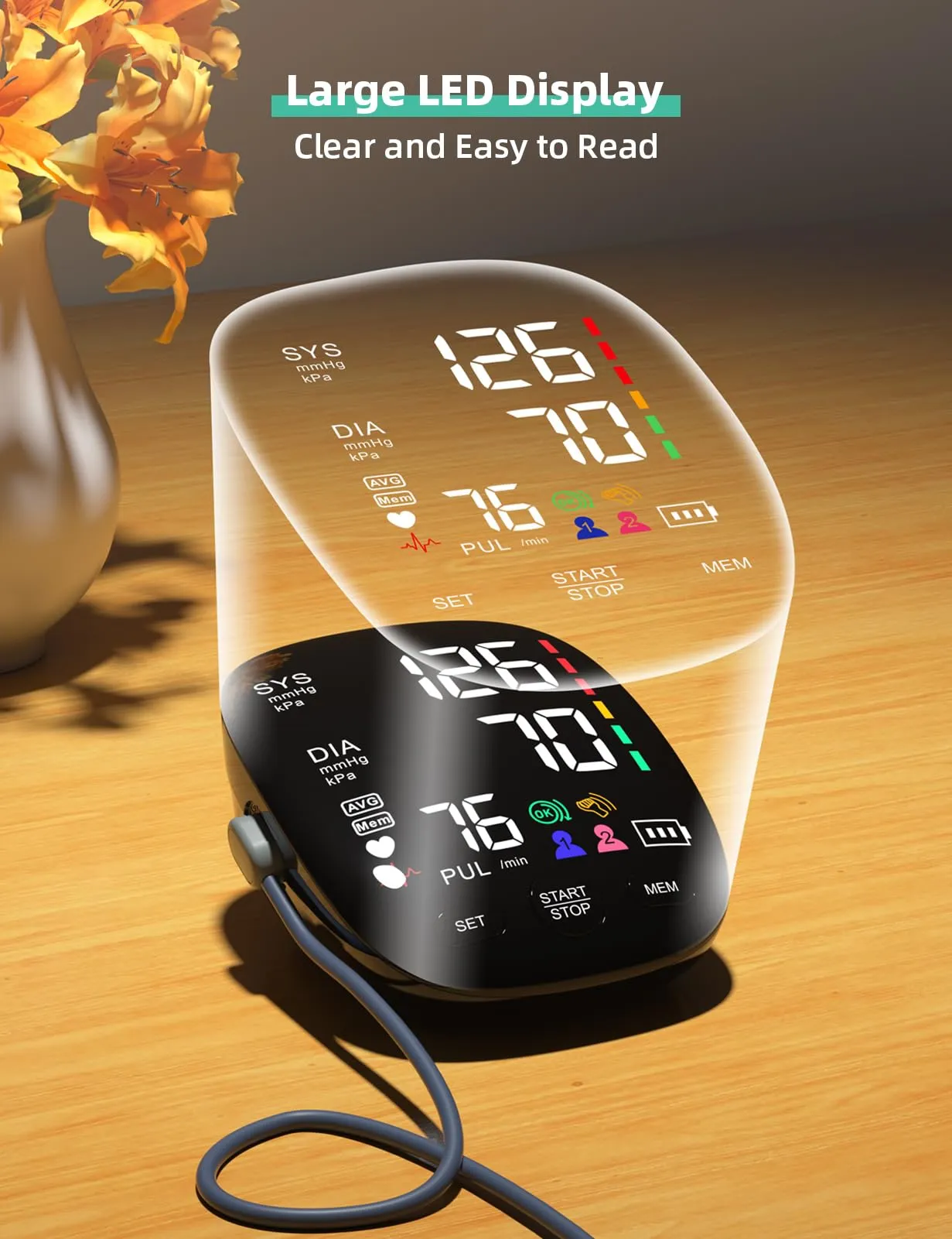 Blood Pressure Monitor for Home Use: AILE Blood Pressure Machine Automatic BP Machine - Large Blood Pressure Cuff - Large Display (Black) Black