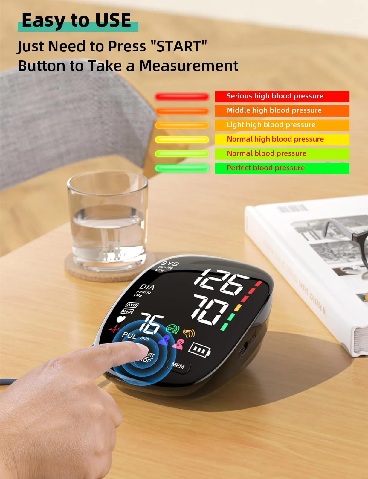 Blood Pressure Monitor for Home Use: AILE Blood Pressure Machine Automatic BP Machine - Large Blood Pressure Cuff - Large Display (Black) Black